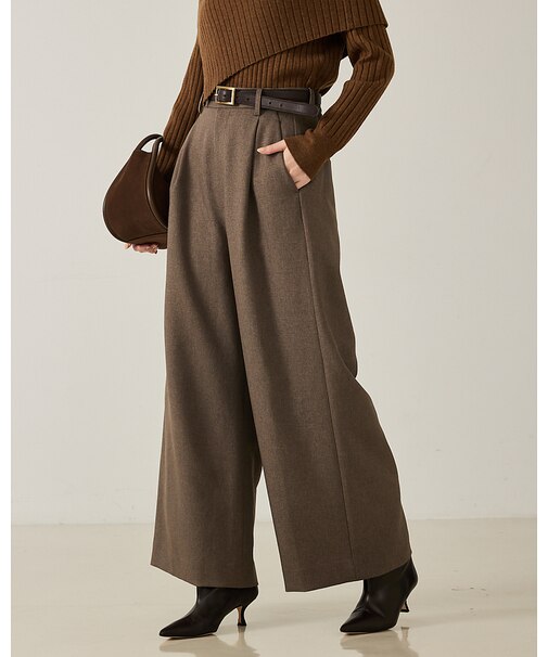 【大人のワイドパンツ】ウーリッシュツイルパンツ