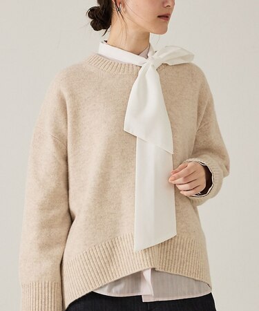 カラーミックスクルーネックニット