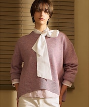 カラーミックスクルーネックニット