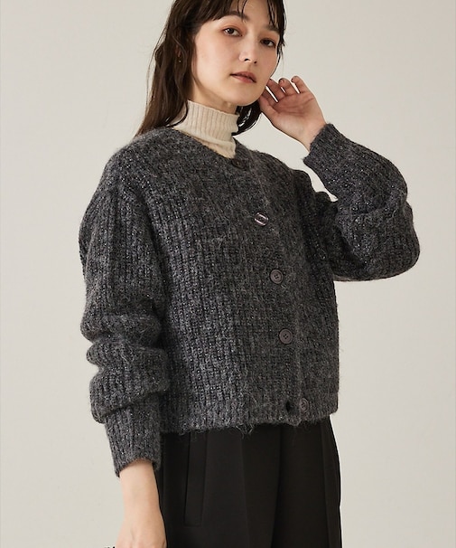 【前後で着回し可能】2WAYラメニットカーディガン
