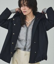 【小顔効果抜群！大人のフードブルゾン】タスランストレッチフードブルゾン