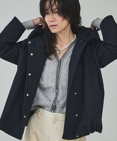 【小顔効果抜群！大人のフードブルゾン】タスランストレッチフードブルゾン