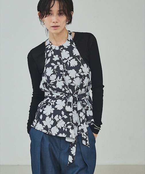 シルエットフラワーホルターネック