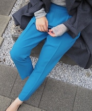 【ブルー】ダブルクロスセンタープレスパンツ