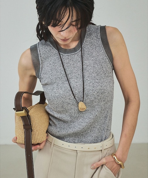 シアーミックスリブノースリーブ