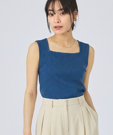 【前後2WAY】2WAYスクエアノースリーブニット