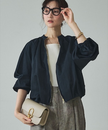 【撥水ナイロン使用】ナイロンドレープブルゾン