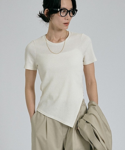 【大人ラメ×スリット】ラメテレコTシャツ