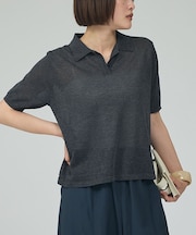 ラメポロニットTシャツ