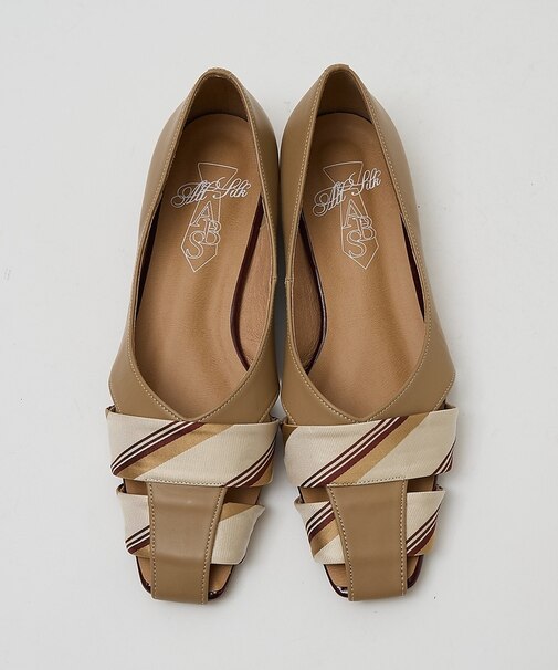 【シルクネクタイ生地使用】グルカモチーフ フラットパンプス