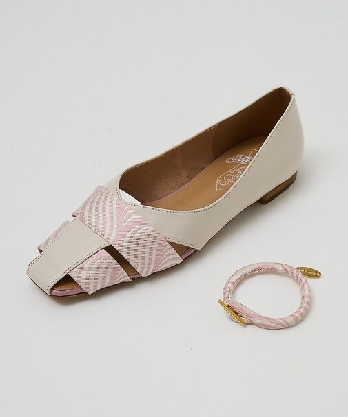 【シルクネクタイ生地使用】グルカモチーフ フラットパンプス