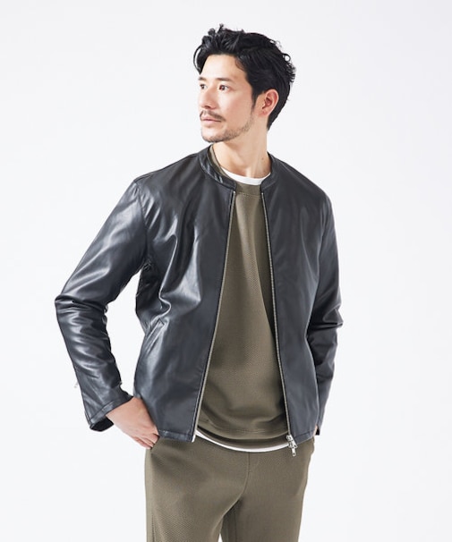 【定番】ネオレザー シングル ライダース