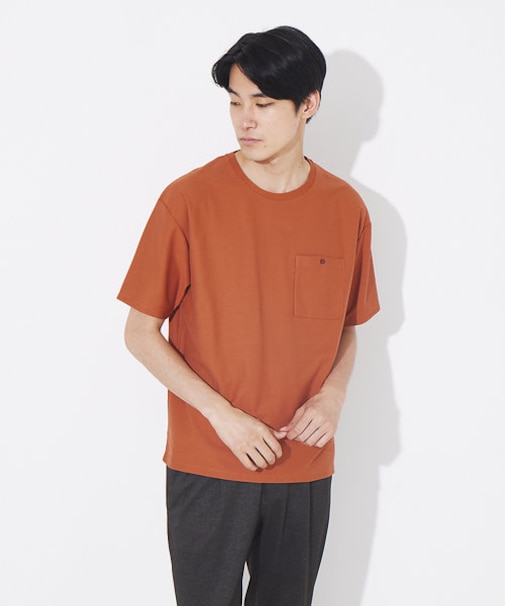 カルゼ ワンボタン ポケット カラー Tシャツ