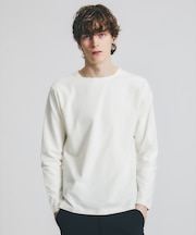 【ノンストレス】定番 / COTTON LYCRA 圧着 クルーネック 長袖 T
