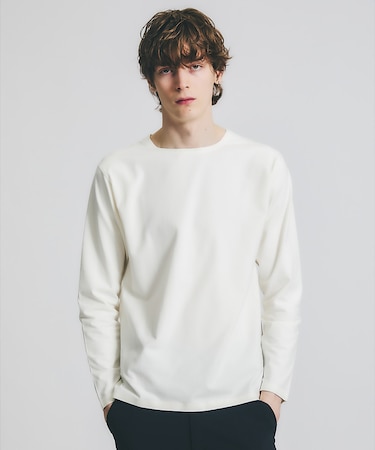 【ノンストレス】定番 / COTTON LYCRA 圧着 クルーネック 長袖 T