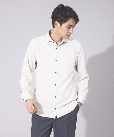 【FLEX SHIRTS】ダイヤ柄 フクレジャカード シャツ