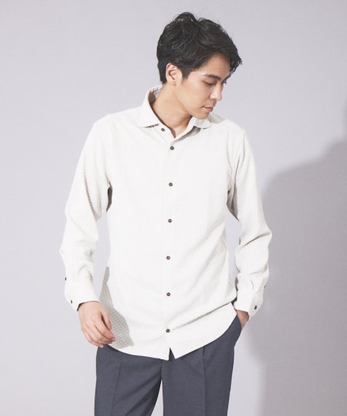 【FLEX SHIRTS】ダイヤ柄 フクレジャカード シャツ