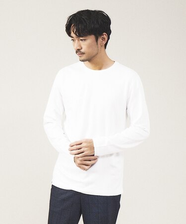 【クルーネック】ポンチ 長袖 Tシャツ