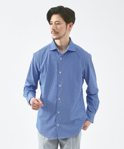 【FLEX SHIRTS】接触冷感 ペンストライプシャツ