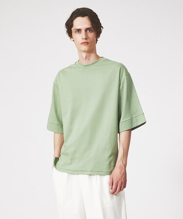【定番】ドロップショルダー 五分袖 メローロック Tシャツ