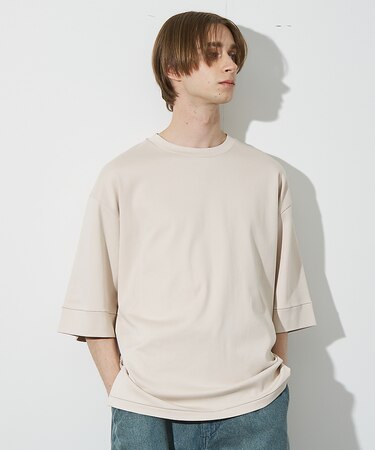 【定番】ドロップショルダー 五分袖 メローロック Tシャツ
