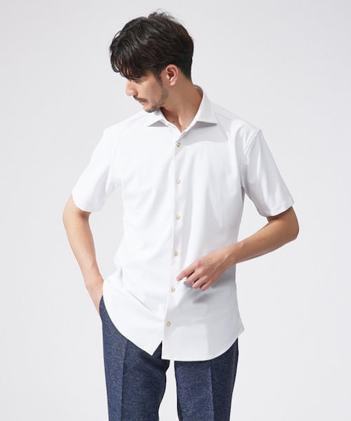 【FLEX SHIRTS】接触冷感 ペンストライプ　半袖シャツ