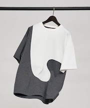 【ウズマキ】アシンメトリー 配色 オーバーサイズ ポンチ Tシャツ
