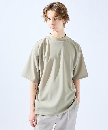 【AH ABAHOUSE】カットジョーゼット ドロップショルダー モックネック