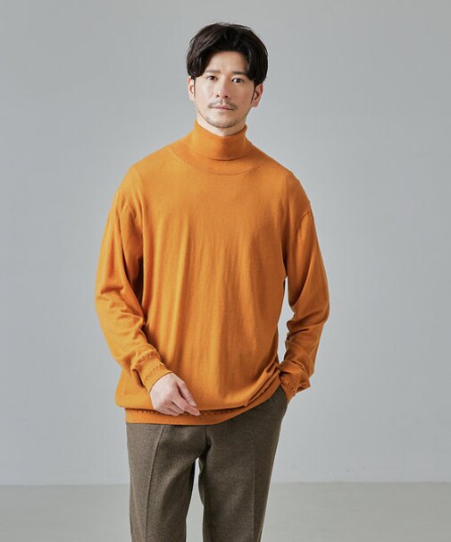 【シルクの様な光沢】カシミヤ タートルネック ニット