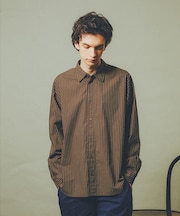 【バイアスヨーク】オーバー ストライプシャツ