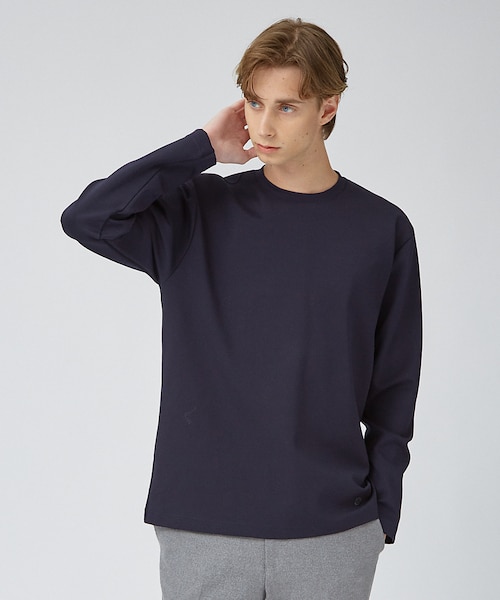 定番】ドレスポンチ クルーネック 長袖Tシャツ / ストレッチ