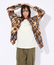 【Revo.】チェック/フリンジ/ブリーチシャツ