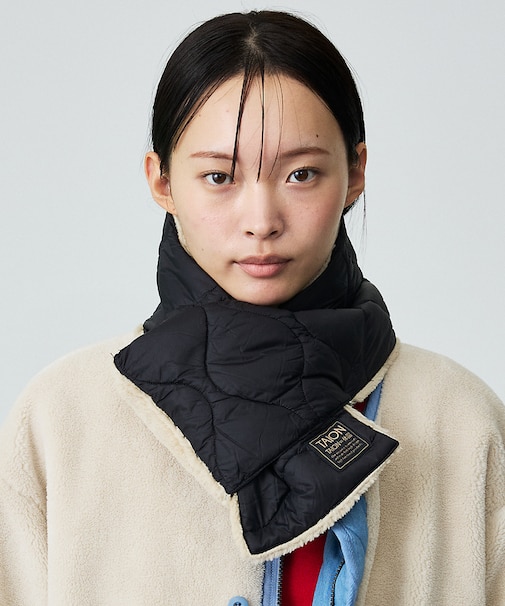 【WEB限定】TAION/タイオン リバーシブル ダウンマフラー-ソフトシェルR