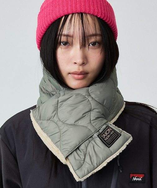 【WEB限定】TAION/タイオン リバーシブル ダウンマフラー-ソフトシェルR