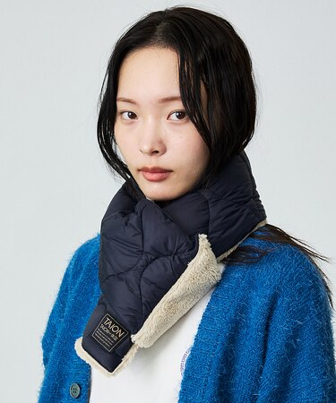 【WEB限定】TAION/タイオン リバーシブル ダウンマフラー-ソフトシェルR