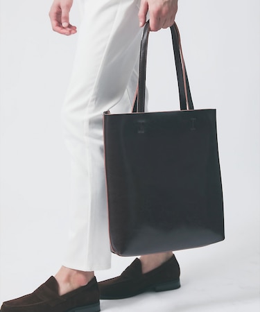 スプリットレザー縦型トートバッグ