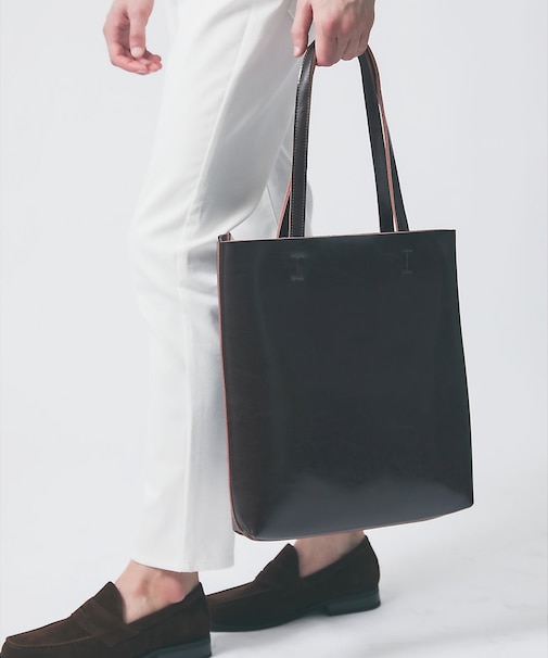 スプリットレザー縦型トートバッグ