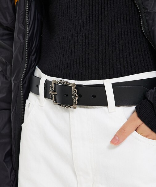 ビンテージバックルBLACKベルト/ユニセックス