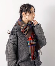 【TWEED MILL/ツイードミル】ラムウールチェック柄ストール/ユニセックス