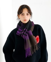 【TWEED MILL/ツイードミル】ラムウールチェック柄ストール/ユニセックス