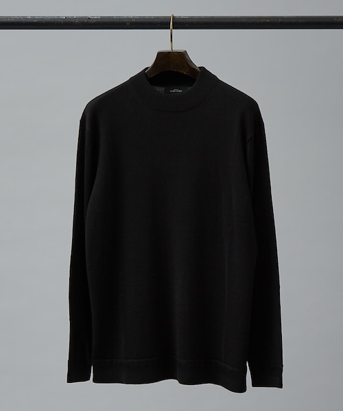 カシミアタッチ】Pure Merino ハイゲージモックネック ニット