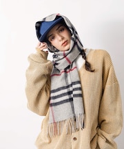 ウール100％　チェック柄マフラー