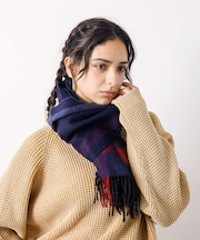 ウール100％　チェック柄マフラー