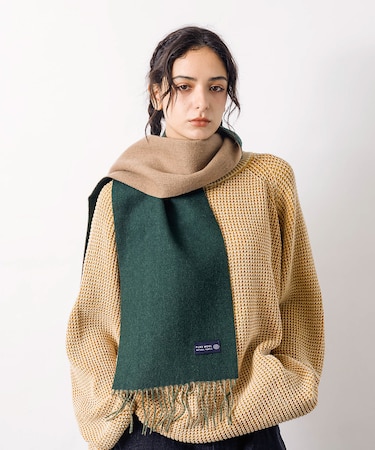 ウール100％　ヘリンボーンマフラー　バイカラー