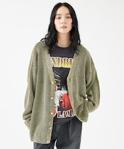 【Revo.レボ】パウダーブリーチ加工ワッフルコットンニットカーディガン/ユニセ