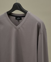 【定番】ドレスポンチ Vネック 長袖Tシャツ / ストレッチ