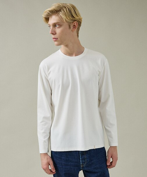 【定番】ドレスポンチ クルーネック 長袖Tシャツ / ストレッチ
