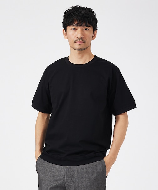 【通年生地使用】シルケット天竺ワイドリブ 半袖Tシャツ