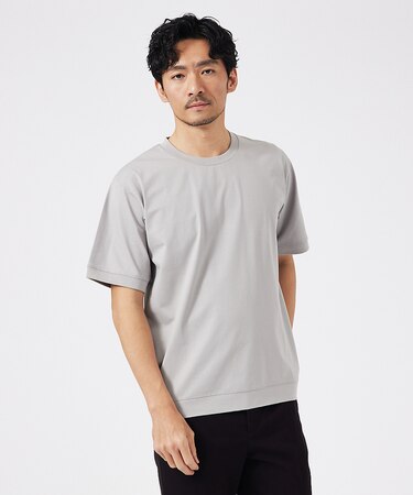 【通年生地使用】シルケット天竺ワイドリブ 半袖Tシャツ