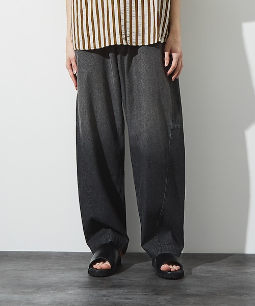 アバハウス（ABAHOUSE）/【ヴィンテージ加工】 LIGHT CURVED DENIM /ワイドデニム/ライ ヴィンテージ加工】 LIGHT CURVED DENIM /ワイドデニム/ライ